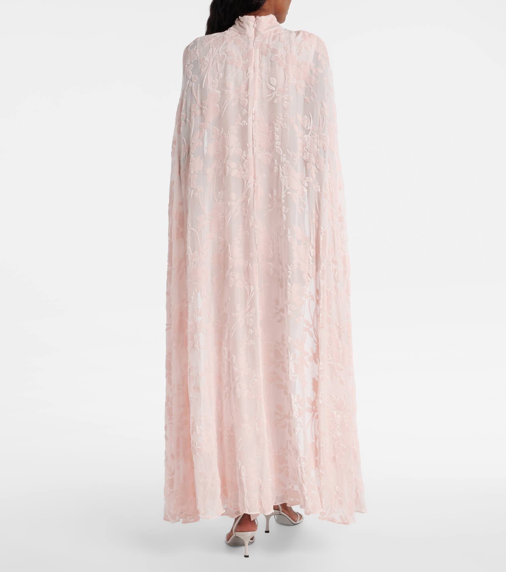 Caped velvet devoré gown - 3