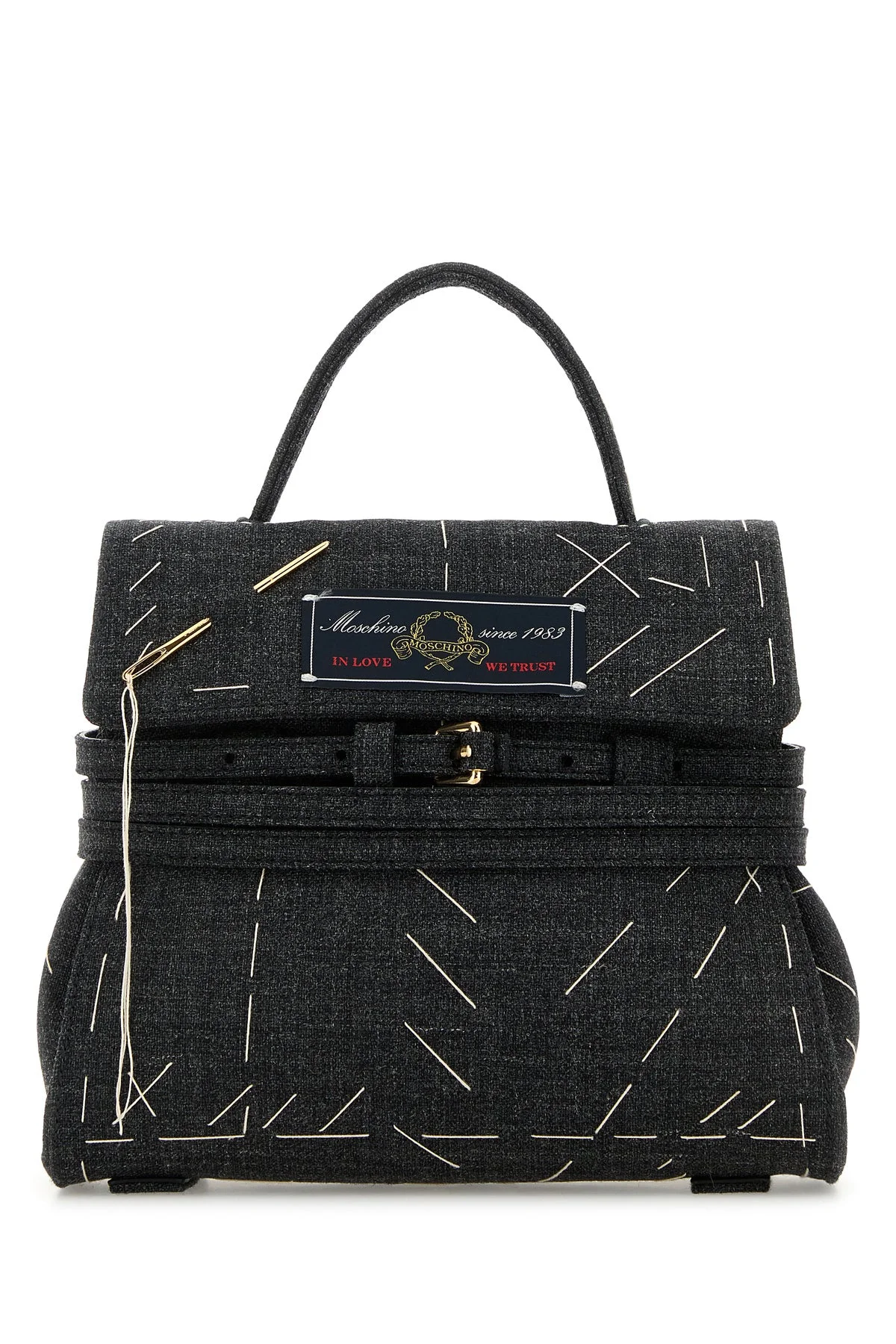 Dark grey fabric handbag - 1