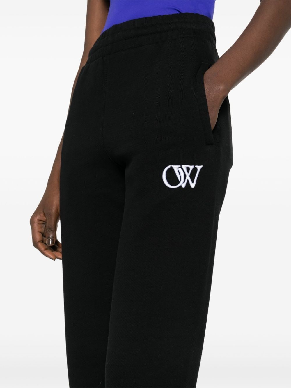 embroidered-logo cotton pants - 5