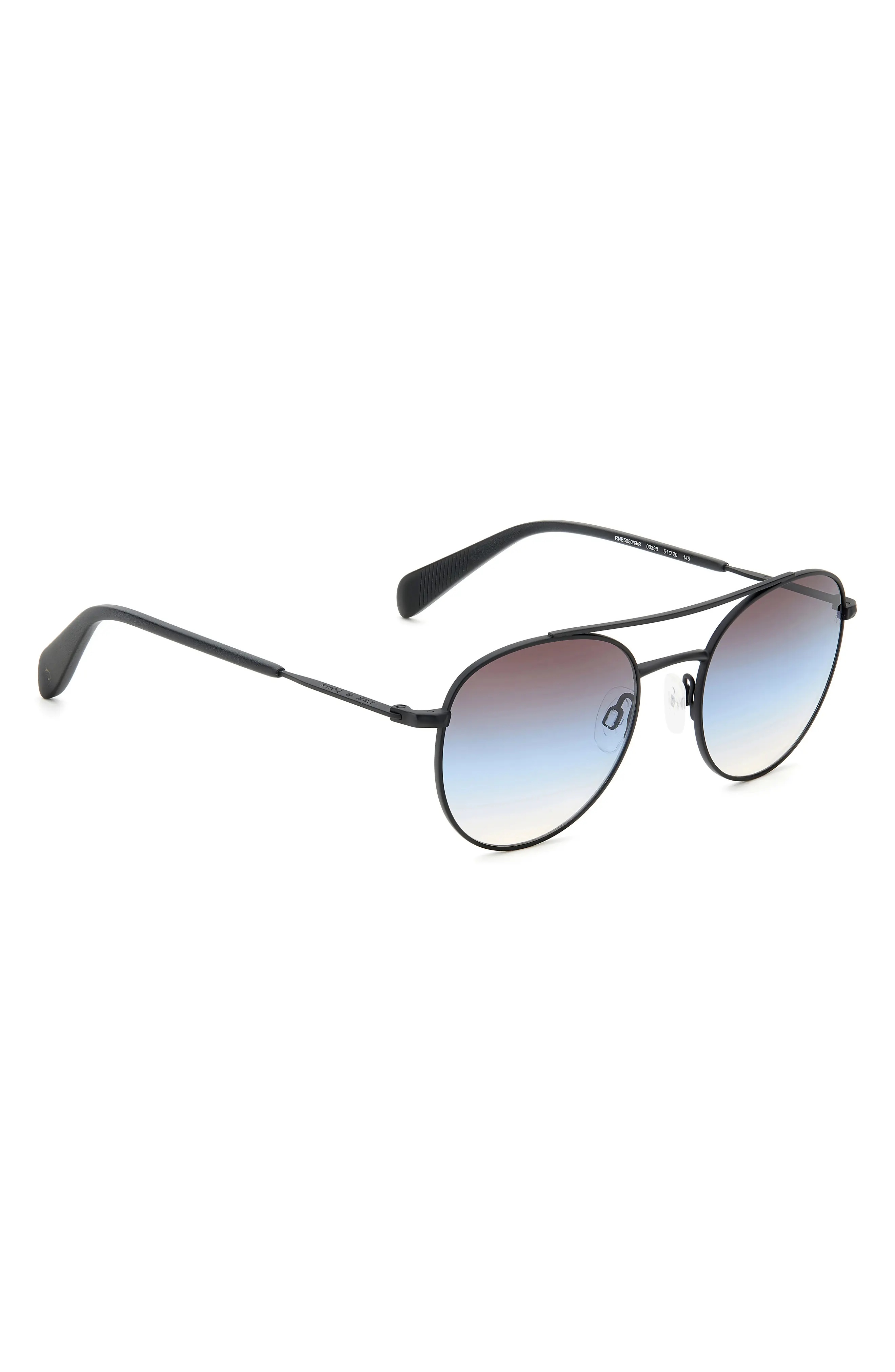 51mm Round Sunglasses in Matte Black/Brown Blue - 4