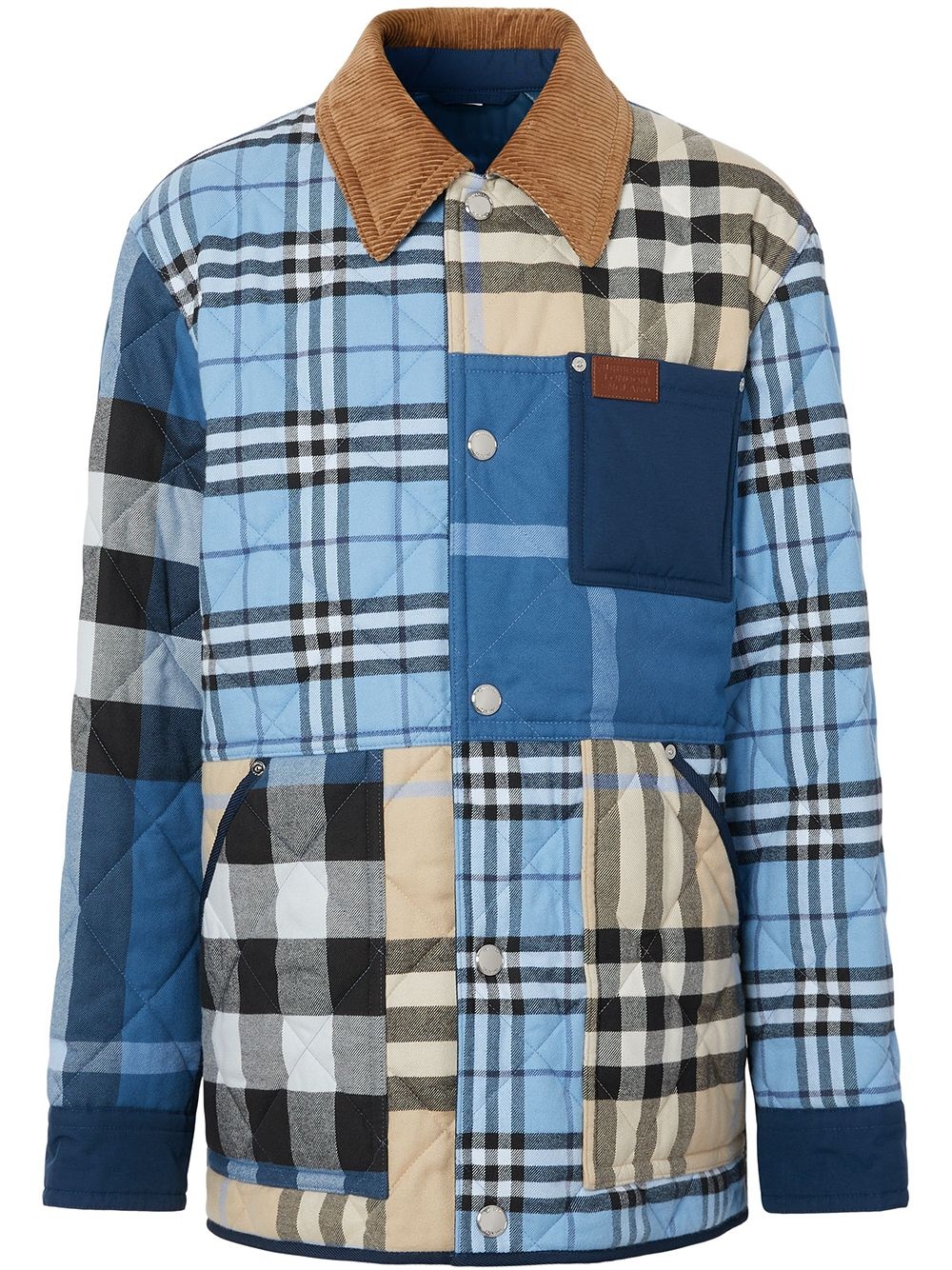 patchwork check shirt jacket - 1