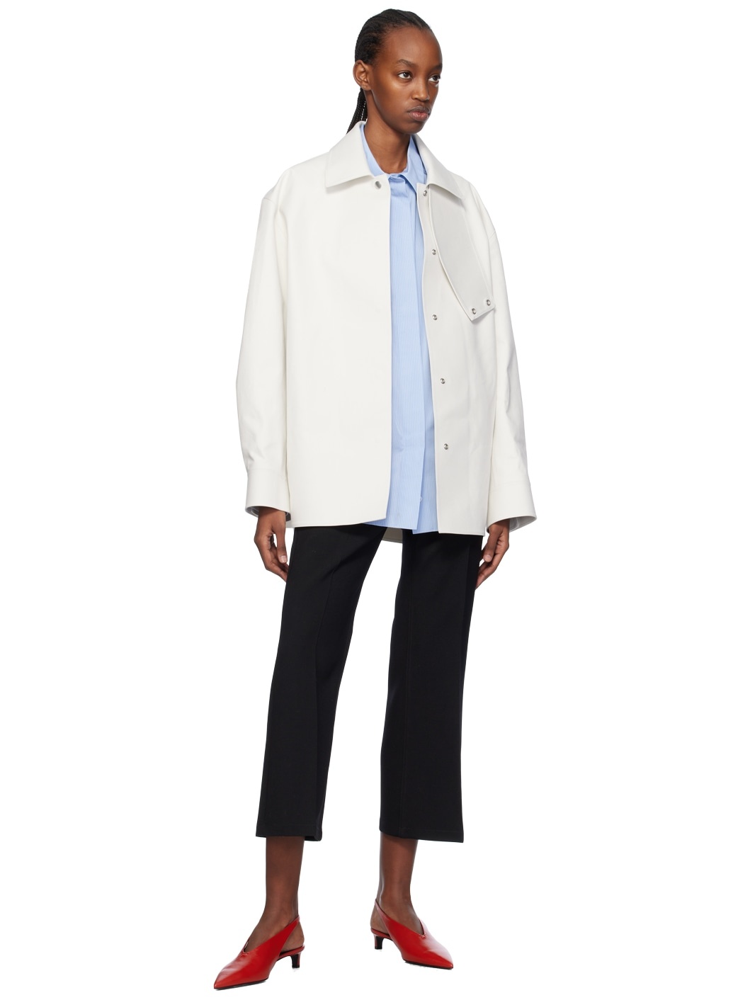 Off White Detachable Collar Jacket - 4