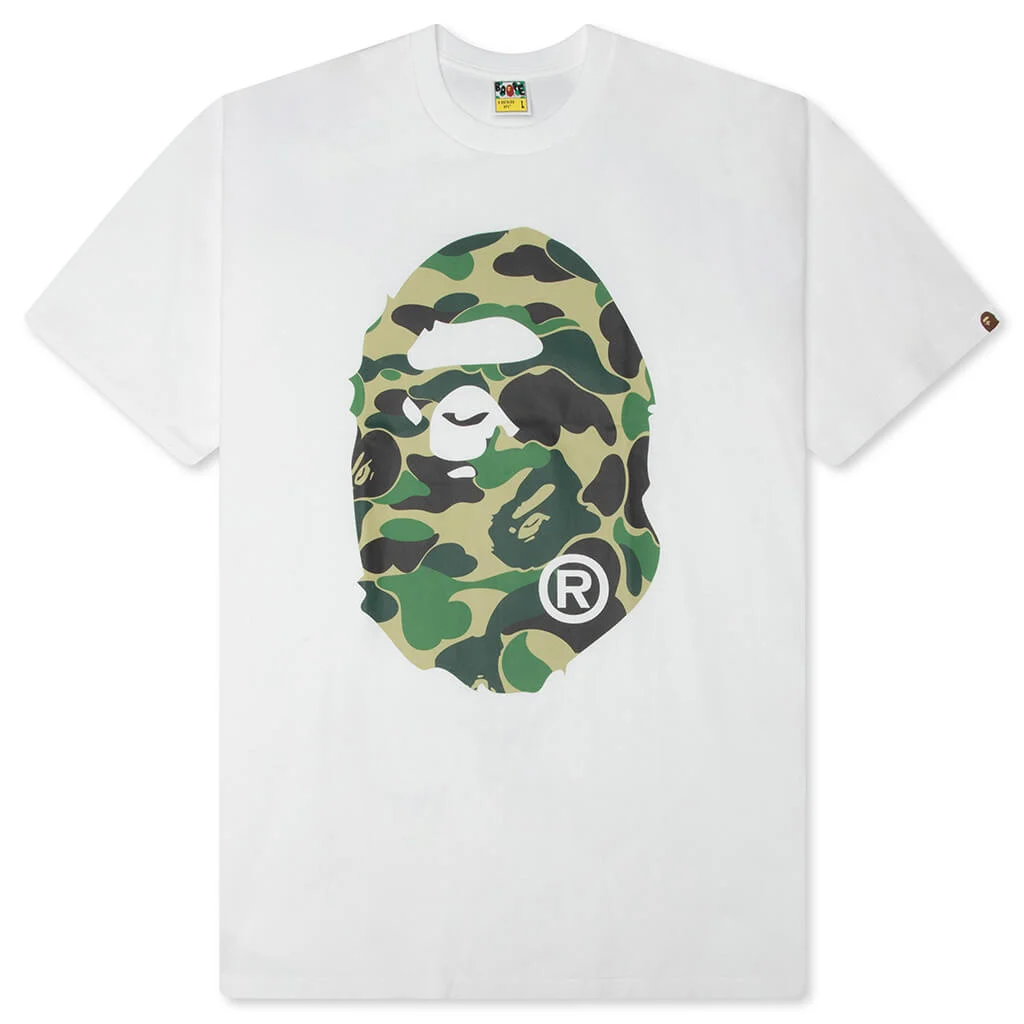 ABC CAMO BIG APE HEAD TEE - WHITE/GREEN - 1