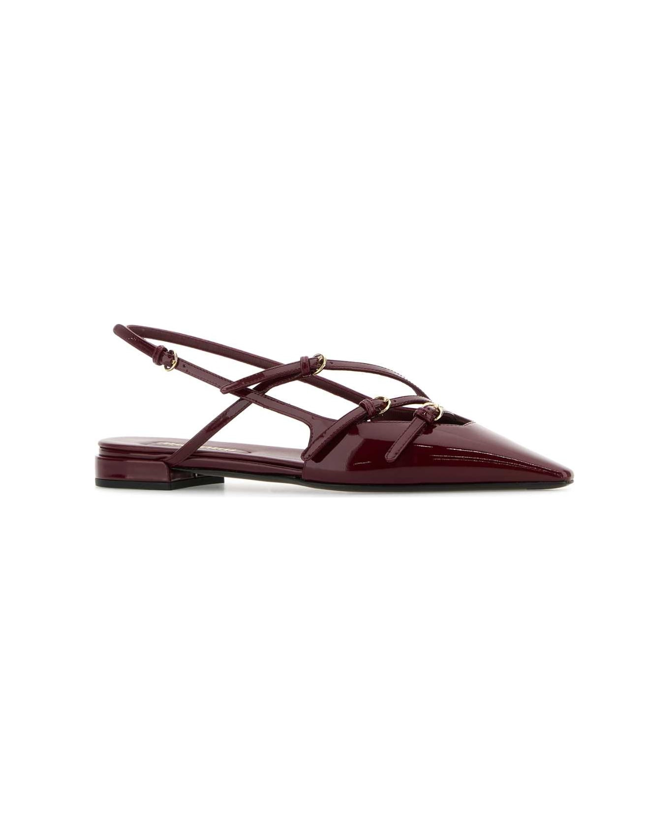 Burgundy Leather Ballerinas - 2