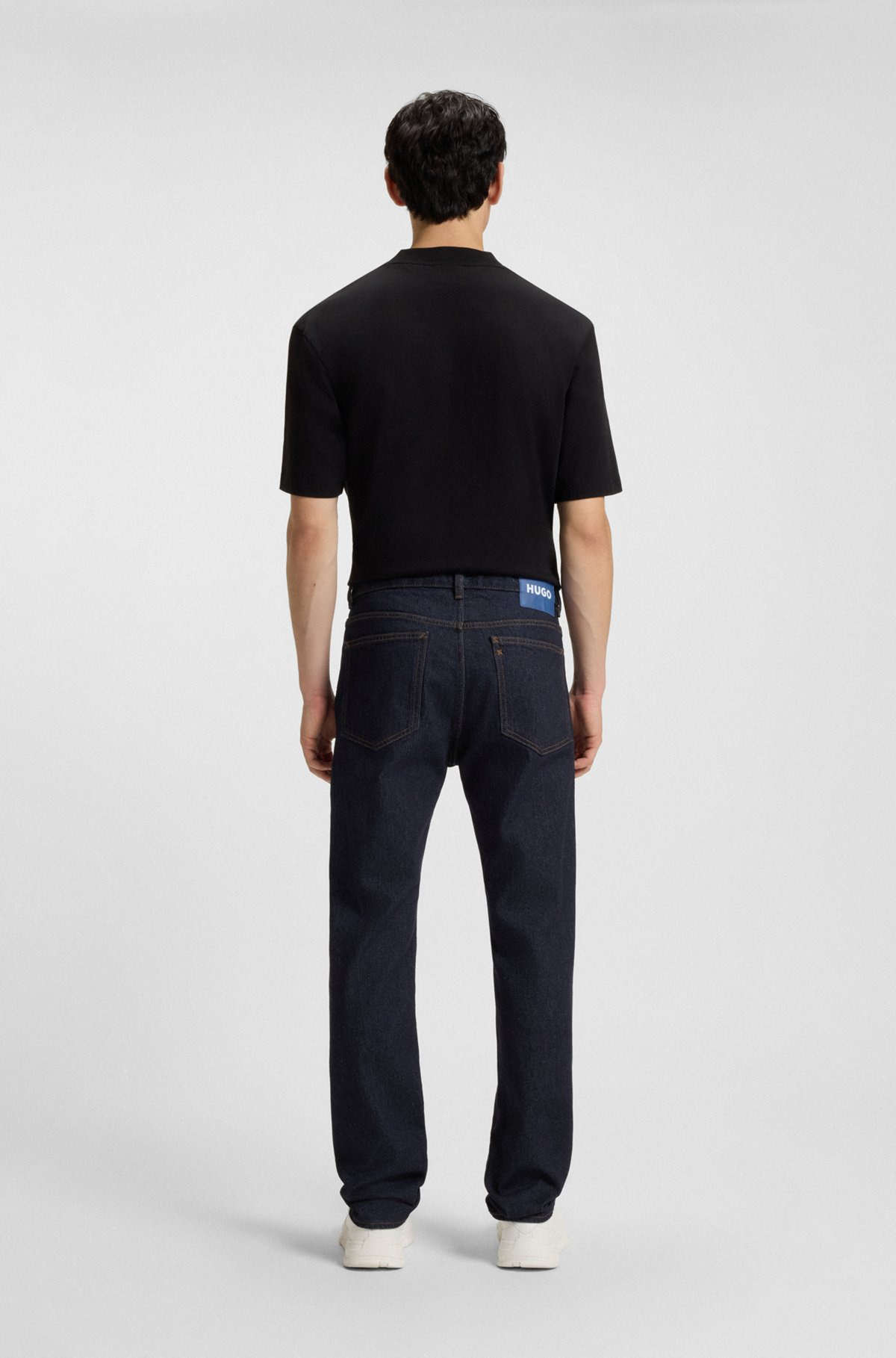 SLIM-FIT JEANS IN DARK-BLUE STRETCH DENIM - 4