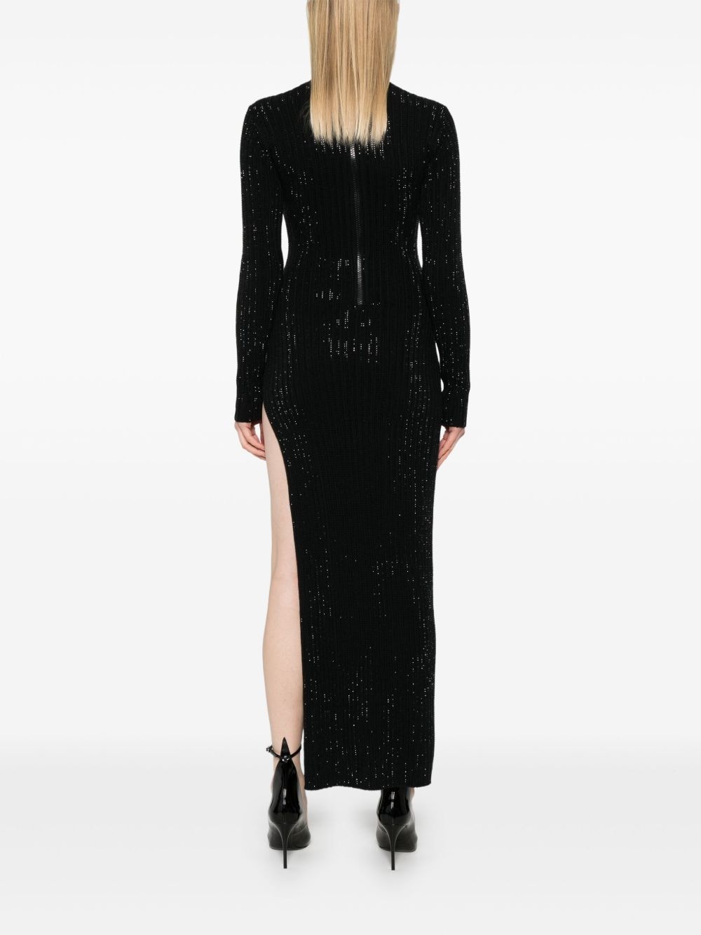 rhinestone knitted maxi dress - 4