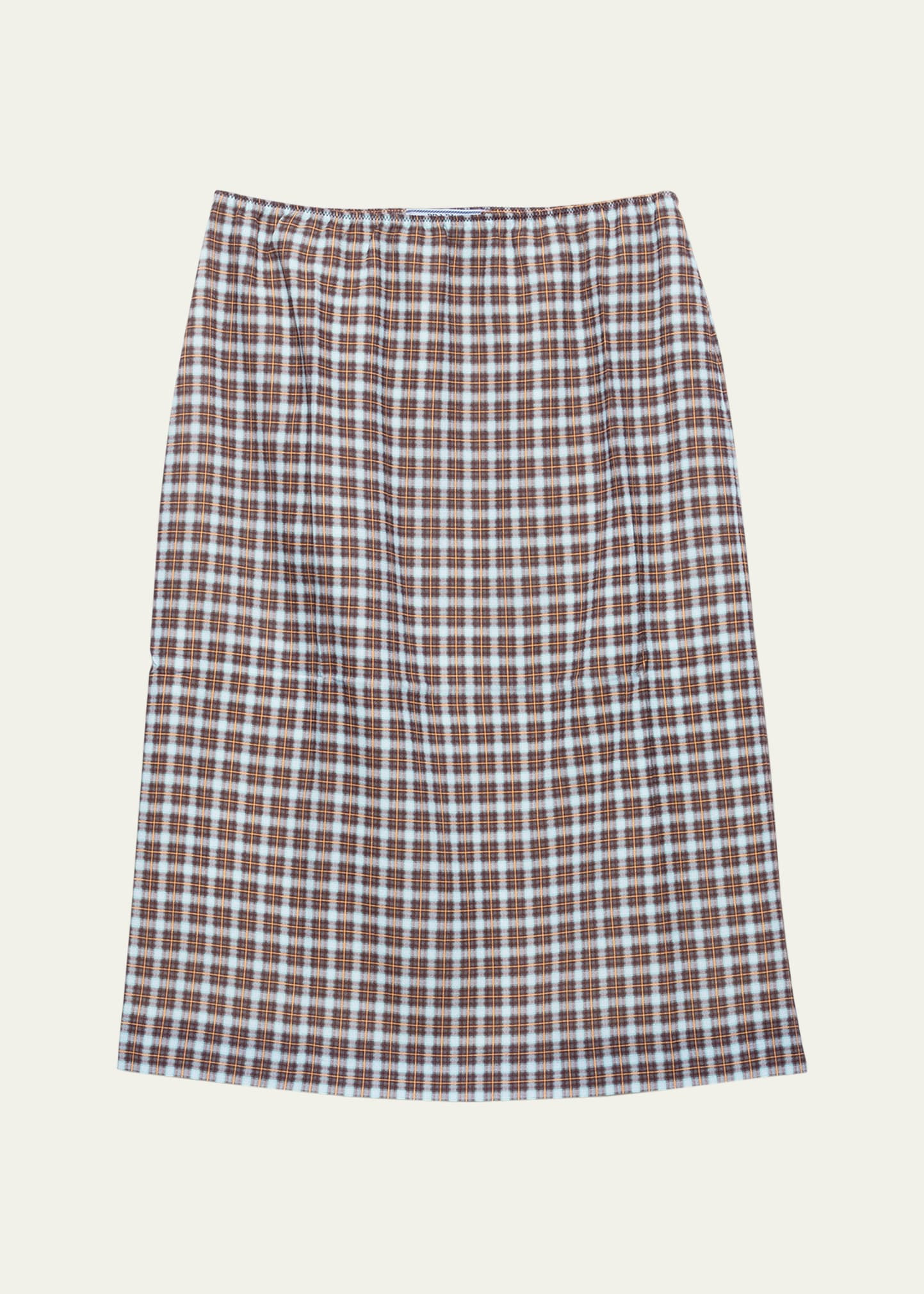 Checked Stretch Georgette Midi Skirt - 1