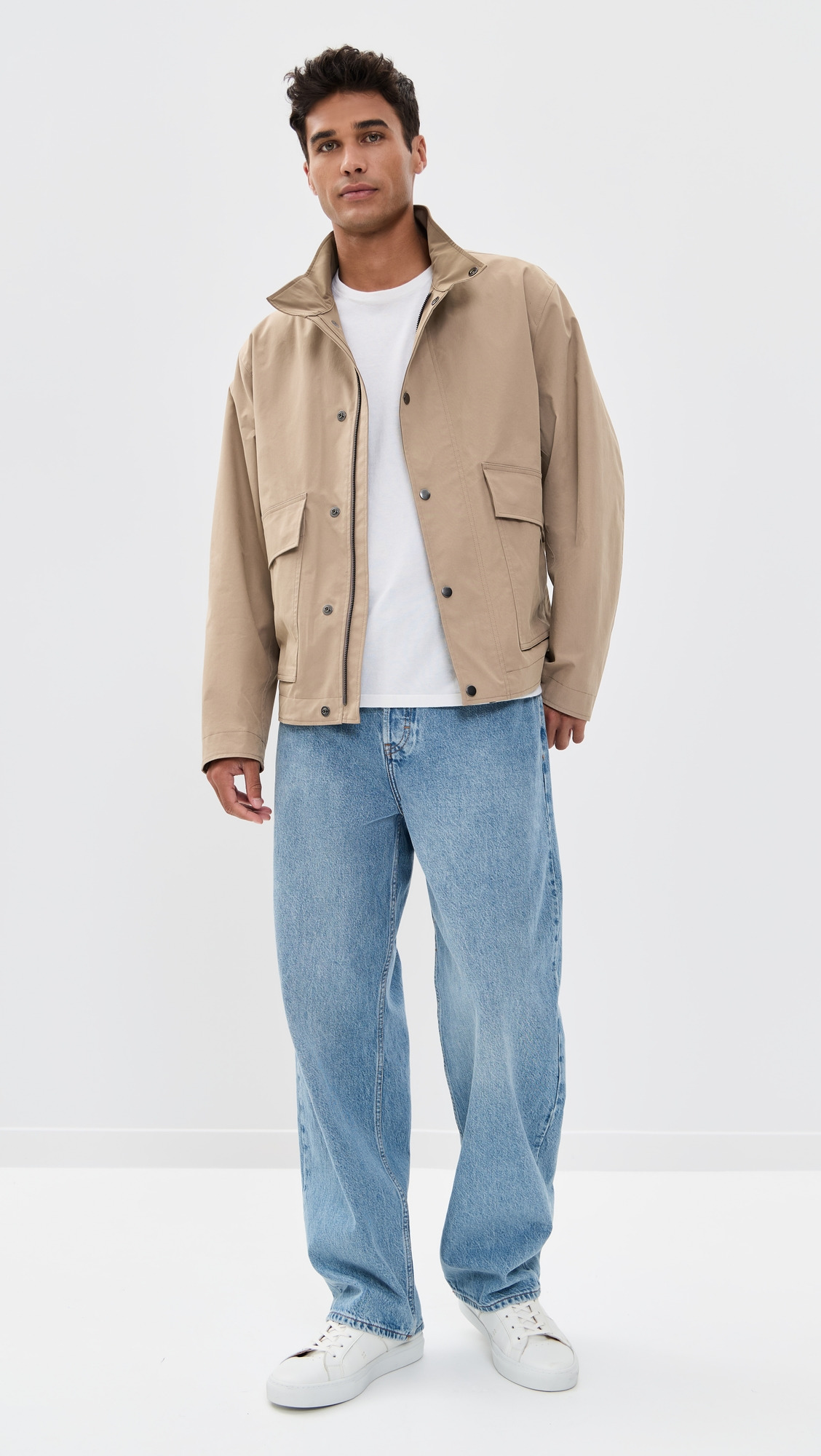 Snap Utility Jacket in Peach Cotton - 4
