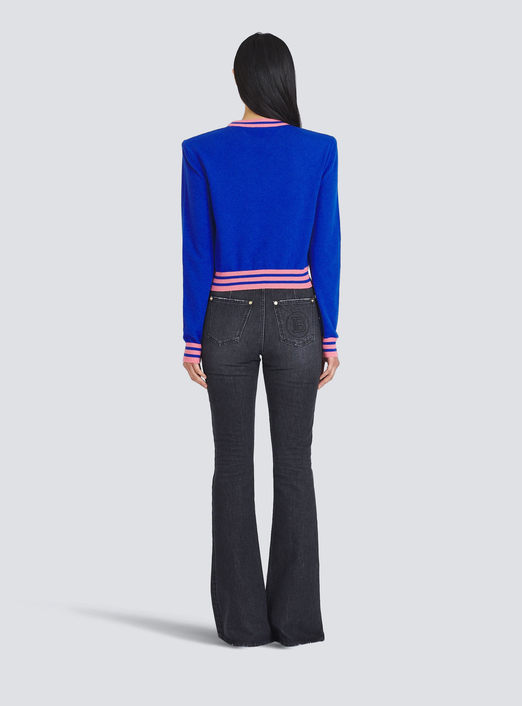 Cropped wool sweatshirt with Balmain logo - 4