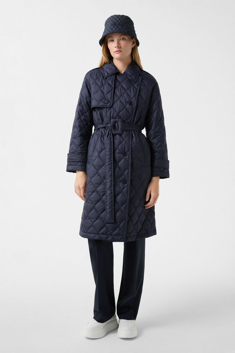 BOGNER Quilted trench coat Ivory in Navy blue outlook