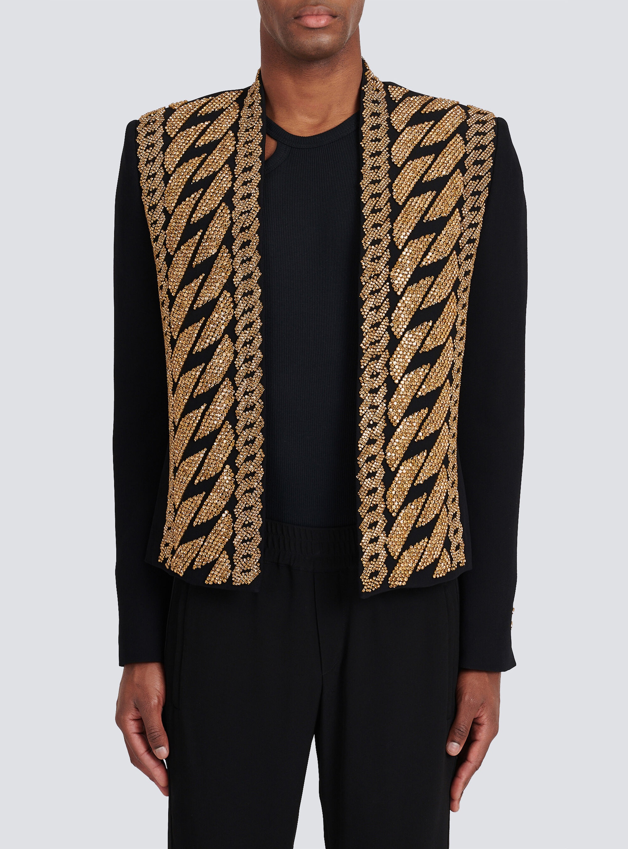 Eco-designed spencer jacket with gold-tone chain embroidery - 6