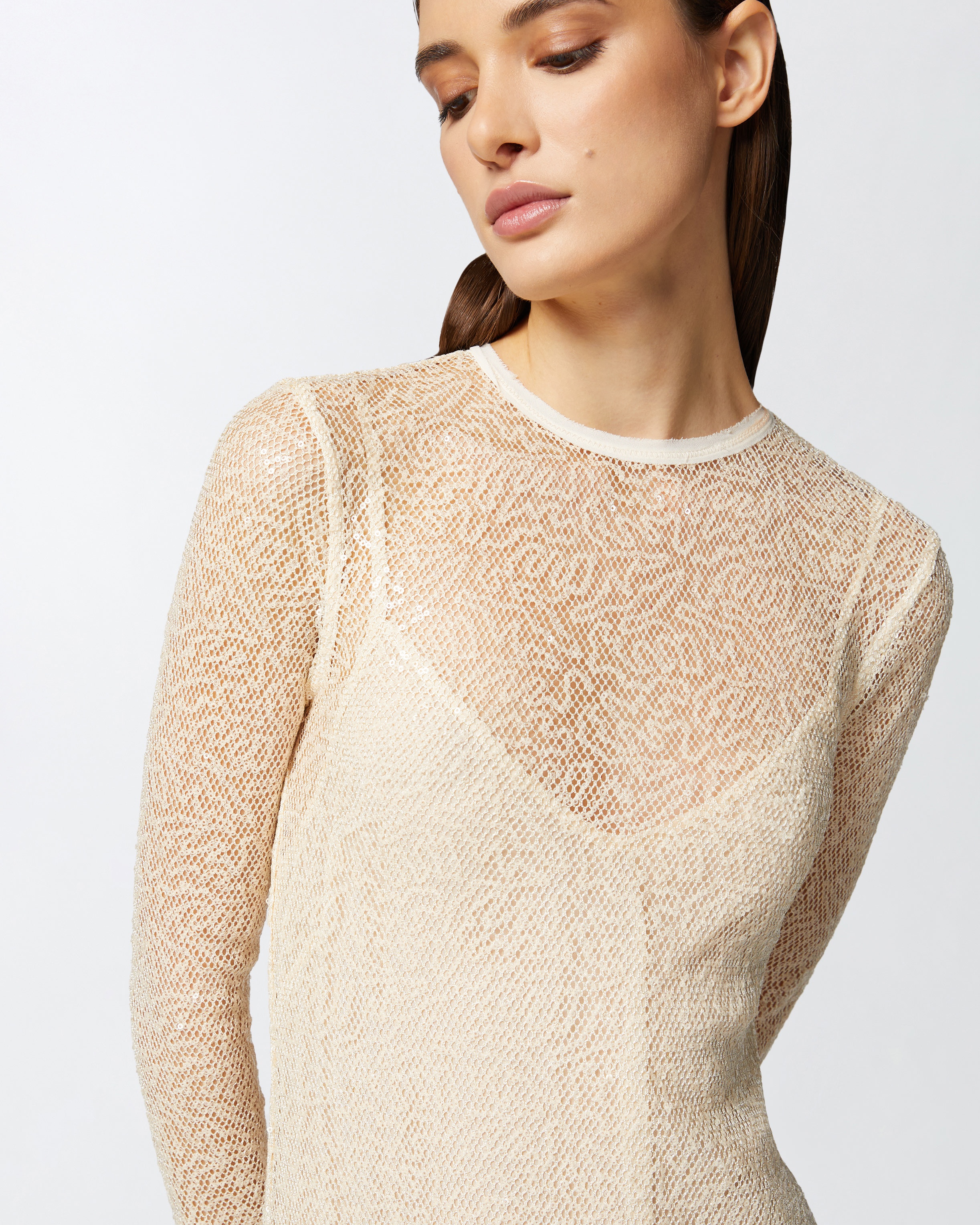 SEQUINED MESH MIDI DRESS - 5