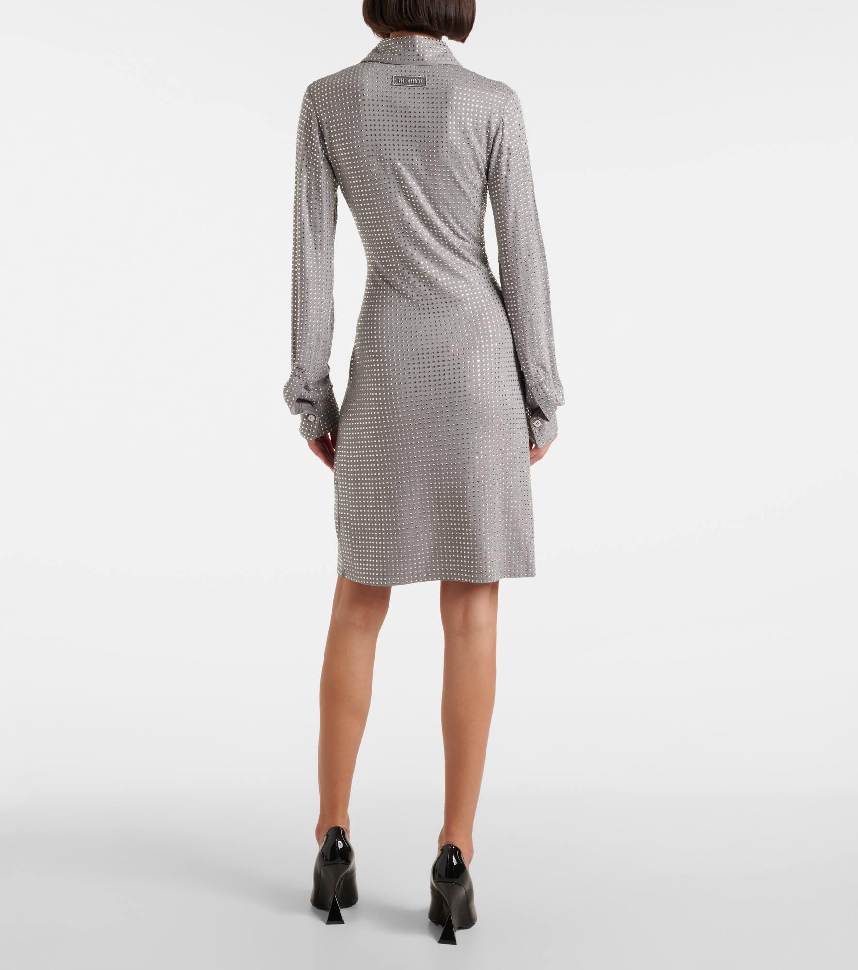 Crystal-embellished jersey shirt dress - 3