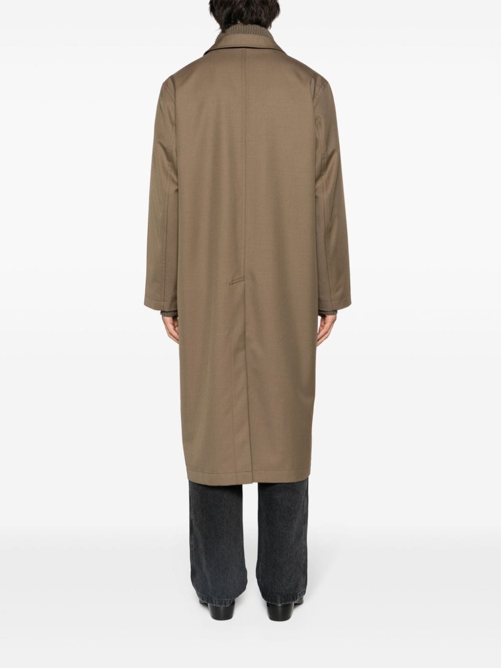 Asymmetric mid-length twill coat - 4