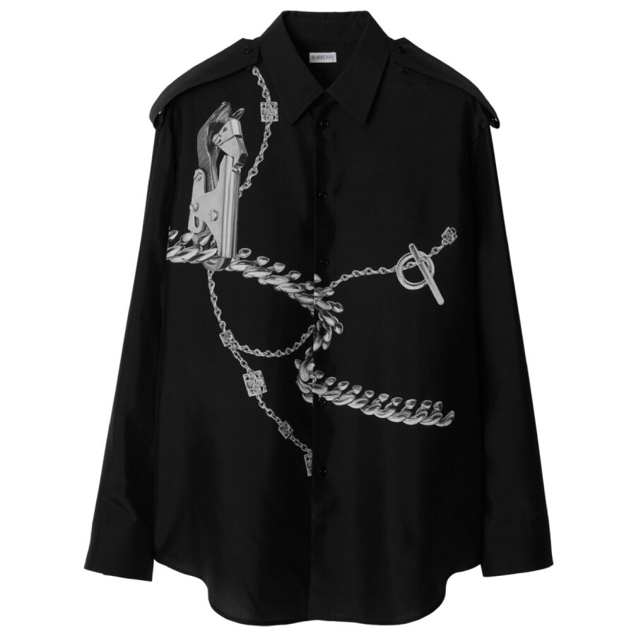 Burberry Knight Hardware Print Silk Shirt - 5