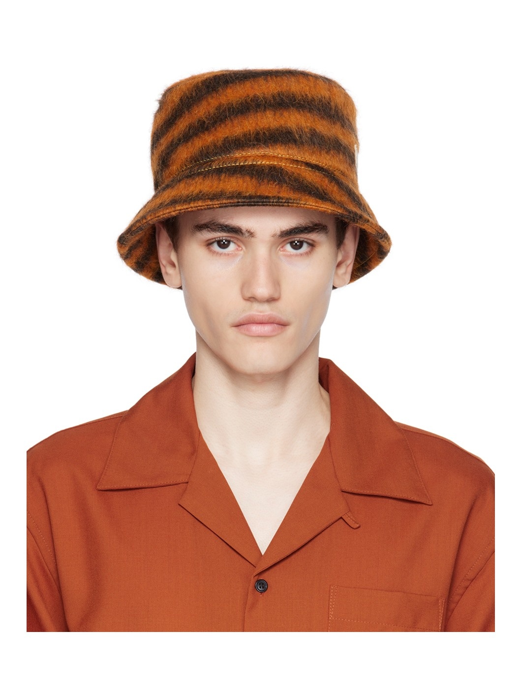 Black & Orange Striped Bucket Hat - 1