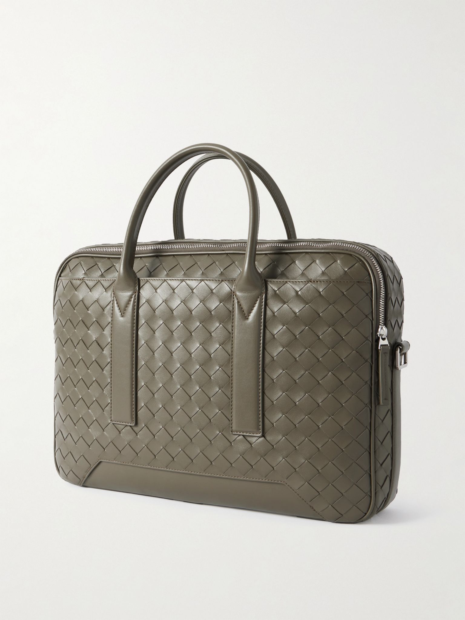 Intrecciato Leather Briefcase Green - 3