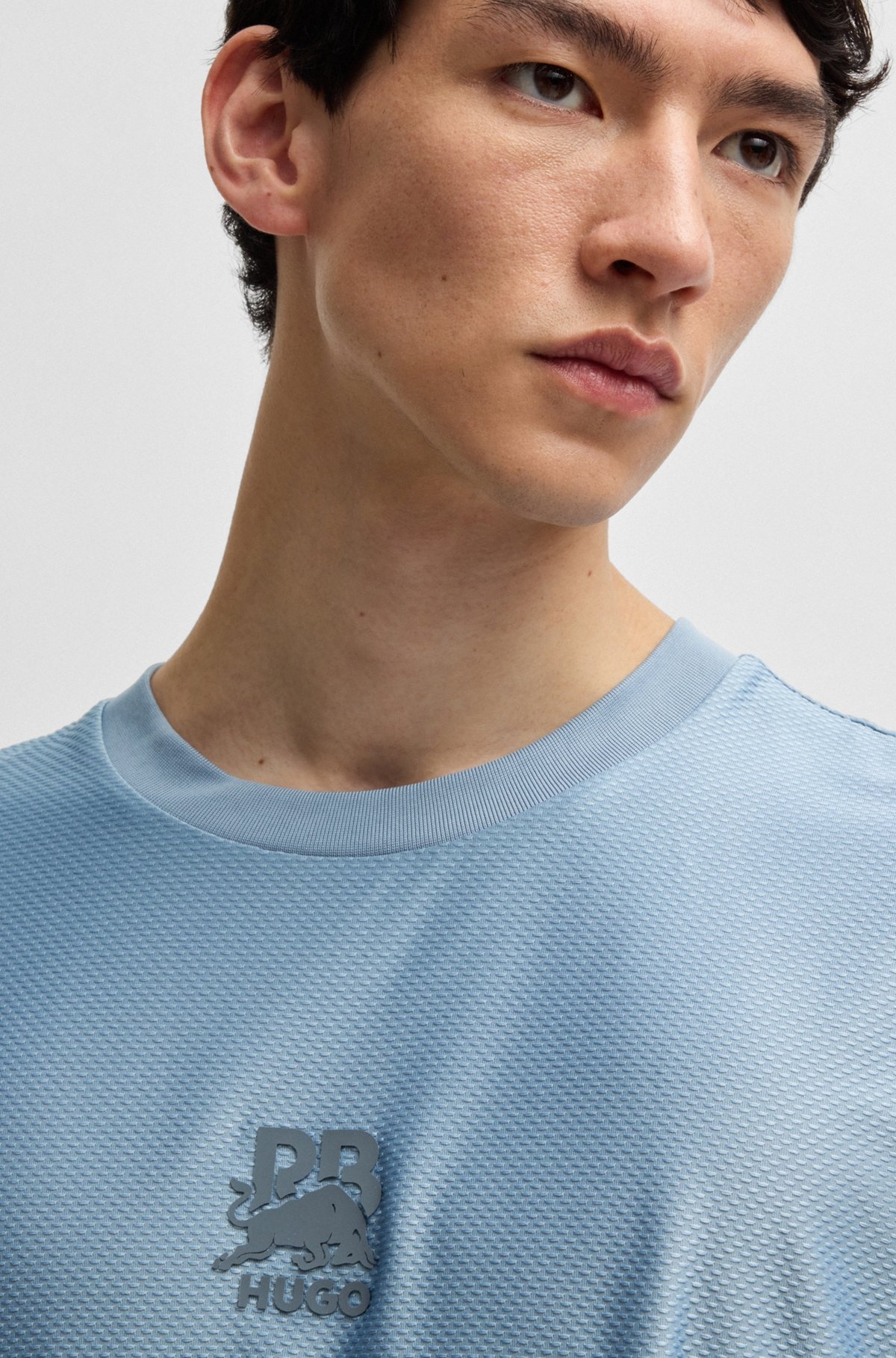 HUGO X RB STRUCTURED-JERSEY T-SHIRT WITH PIPING DETAILS - 3