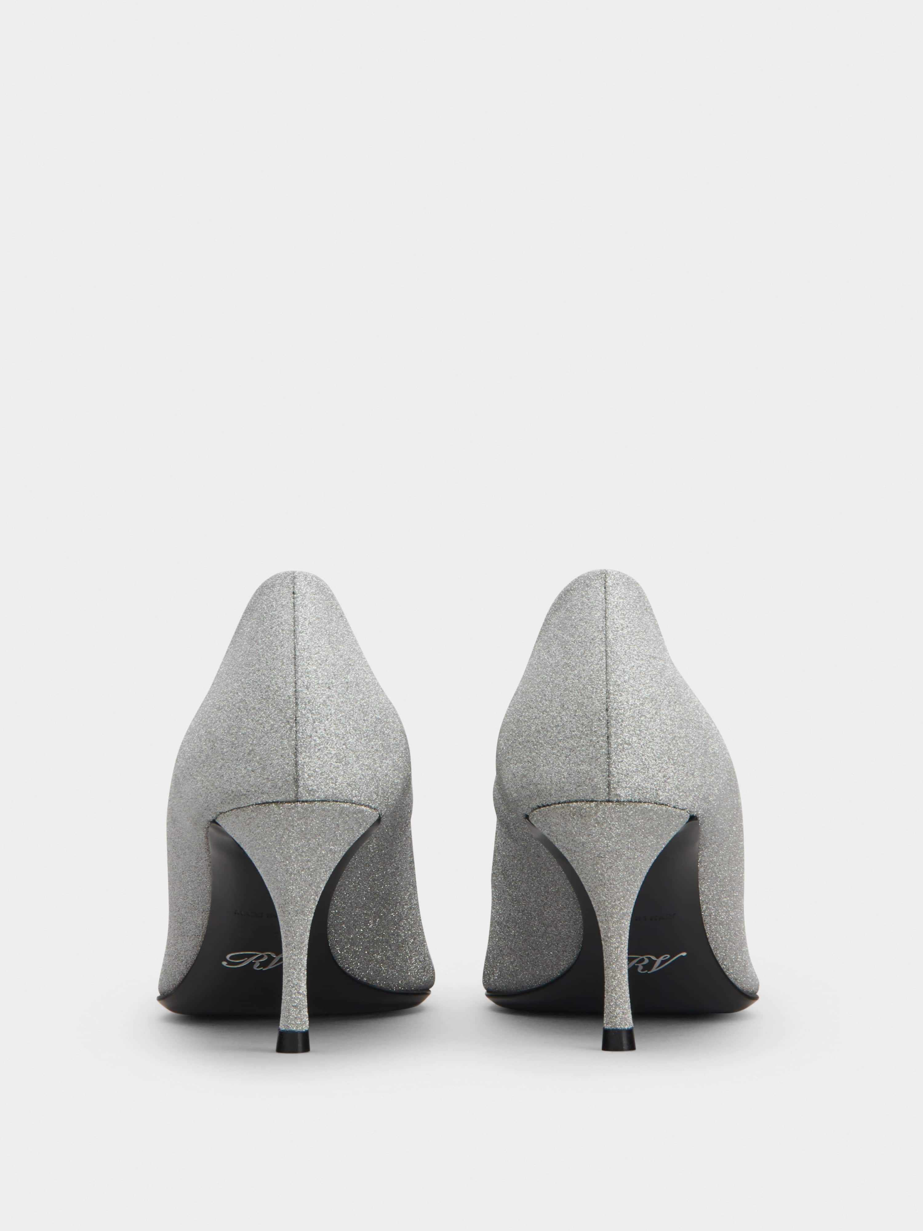 Flower Strass Buckle Pumps in Fabrics - 5