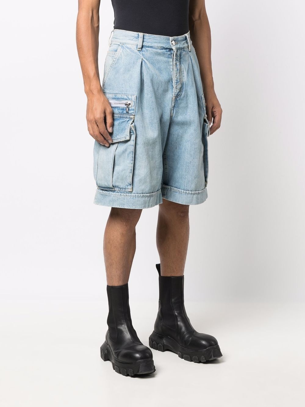 denim cargo shorts - 3