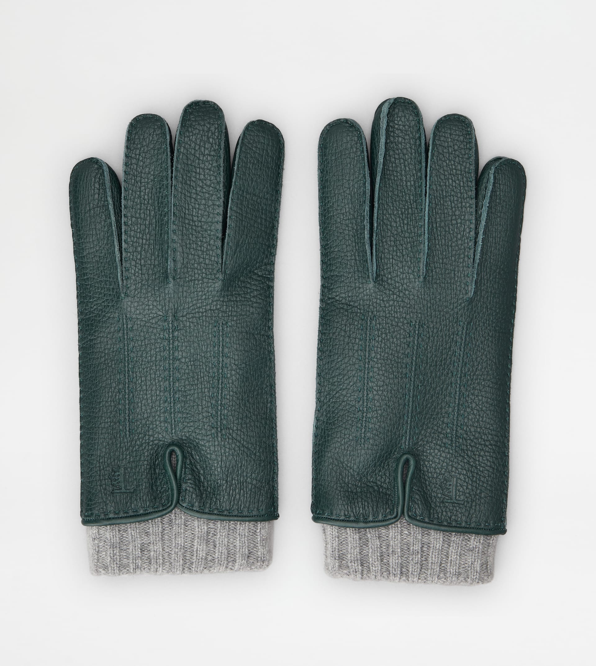 TOD'S GLOVES IN LEATHER AND CASHMERE - GREEN - 1
