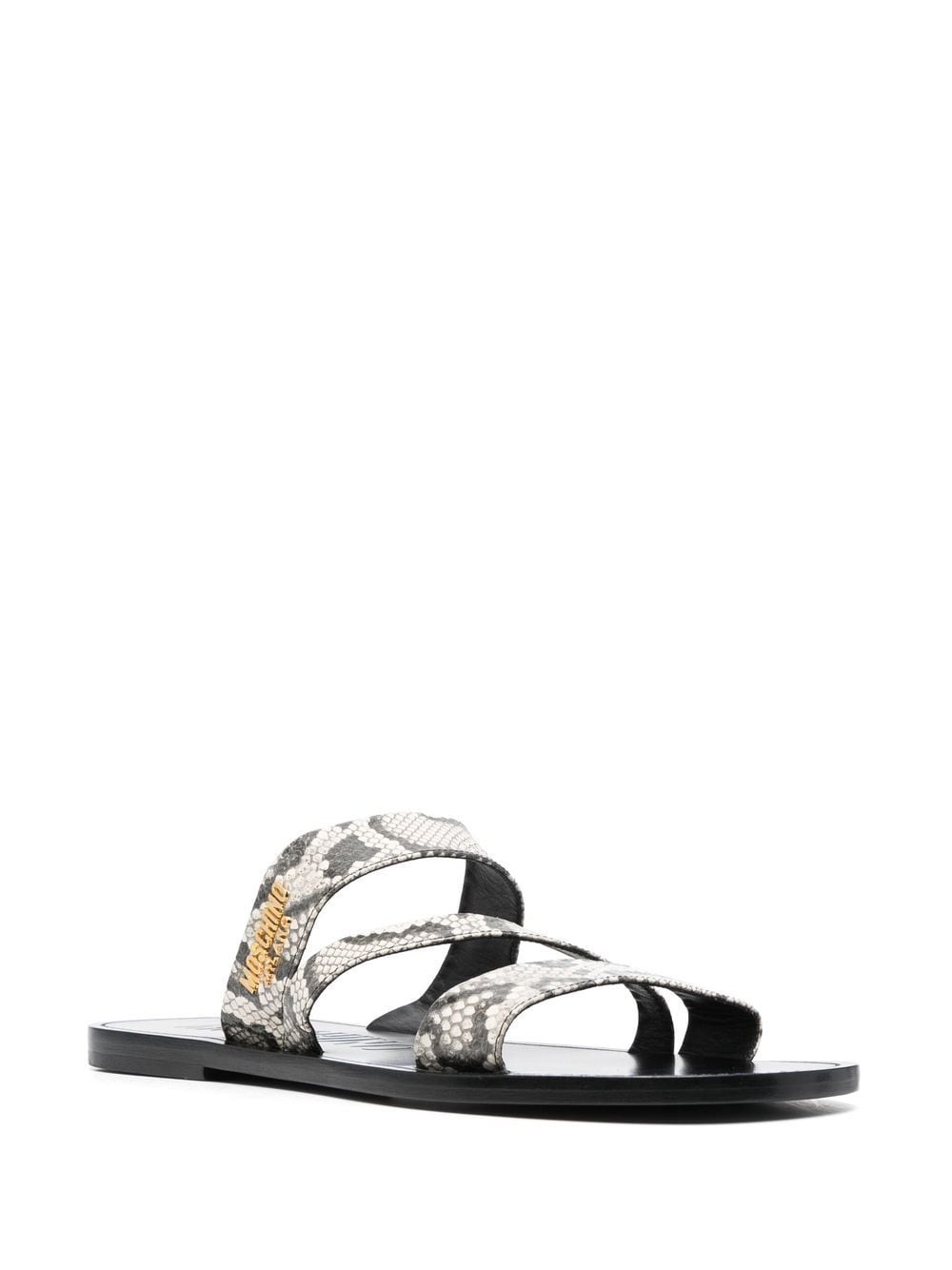 snakeskin-print logo sandals - 2