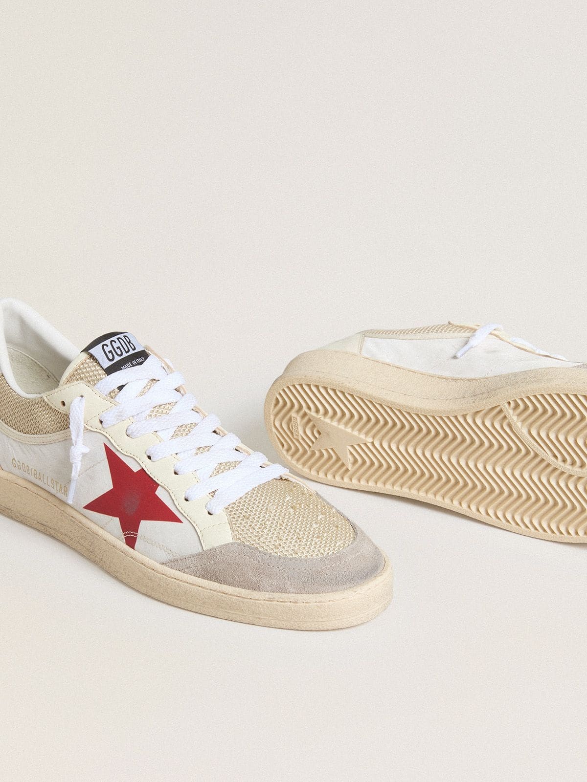 Ball Star in nylon and white mesh with red nylon star and white leather heel tab - 3