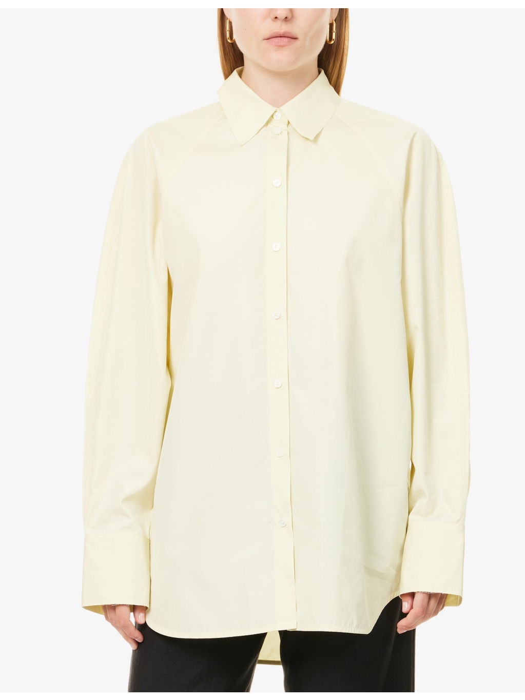 Raglan-Sleeve Raw-Edge Cuff Cotton Shirt - 3