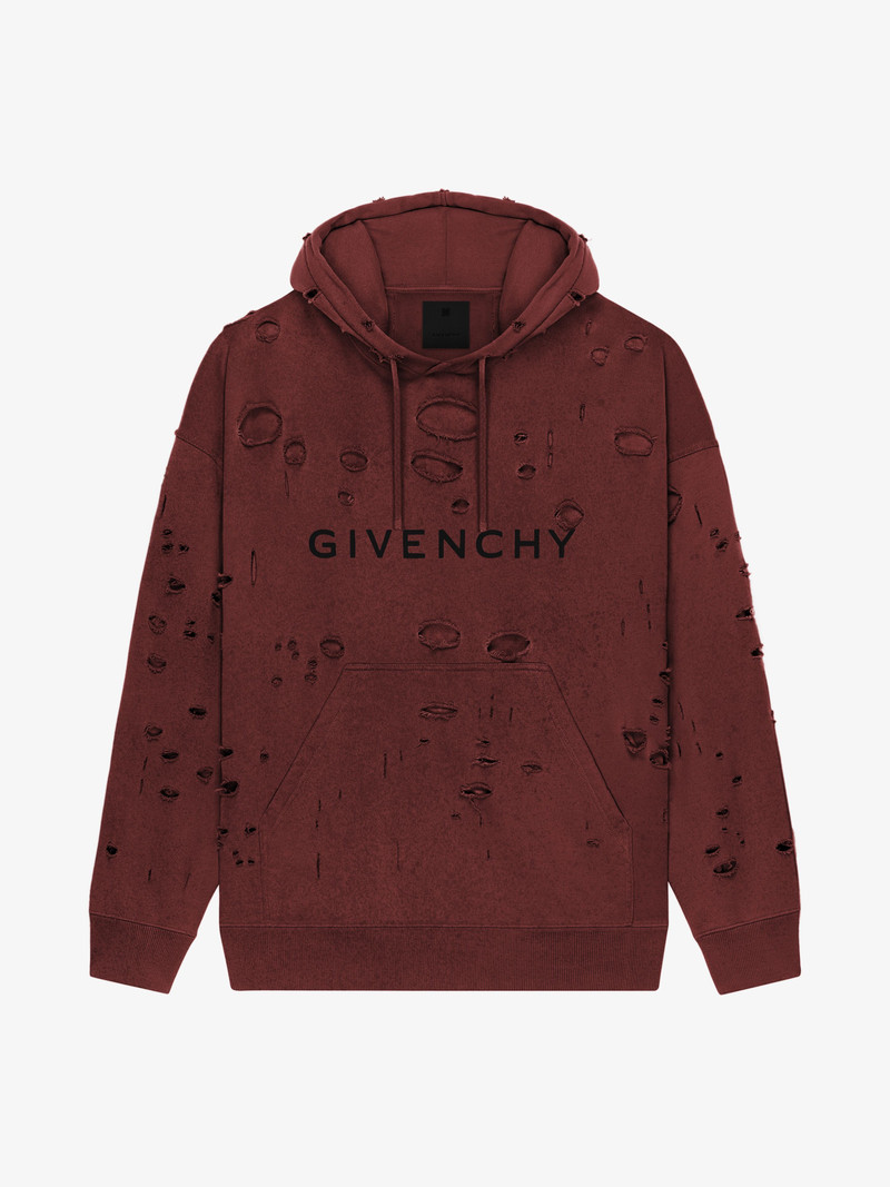 GIVENCHY HOODIE IN DESTROYED FLEECE 1