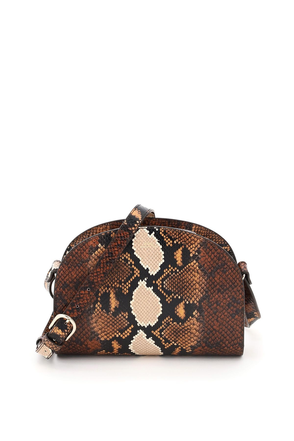 DEMI LUNE PYTHON  PRINT LEATHER CROSSBODY BAG - 1