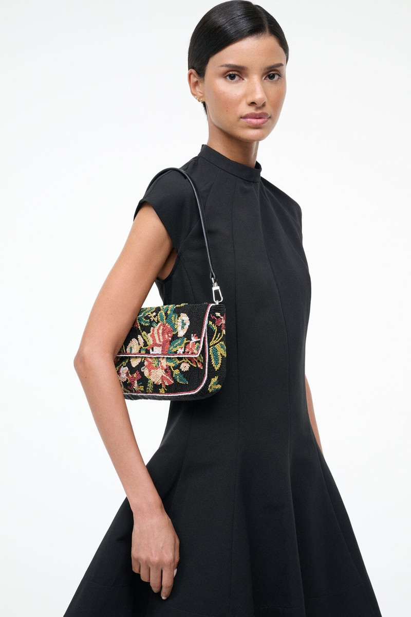 STAUD TIMMY CONVERTIBLE SHOULDER BAG BLACK FLORAL 10