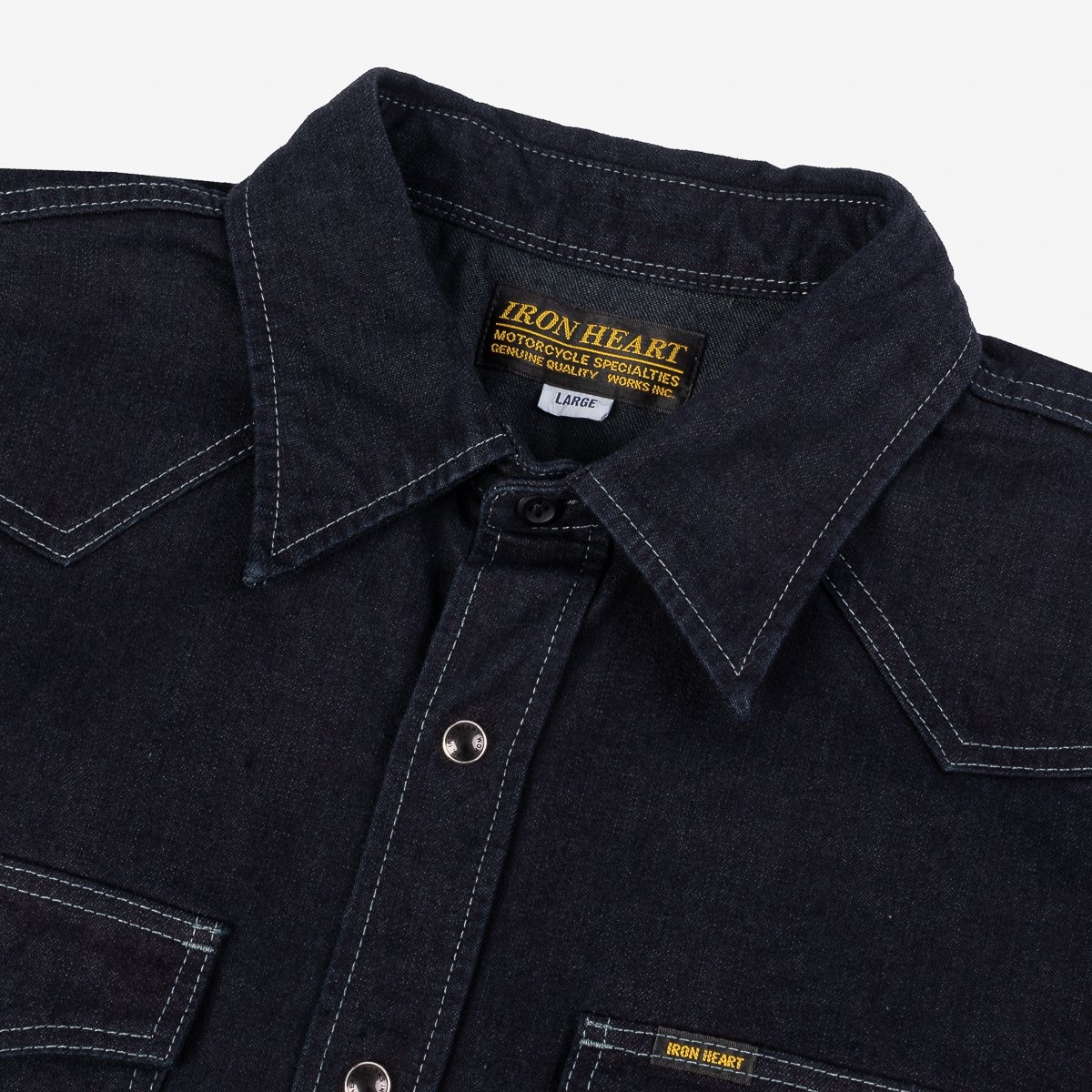 IHSH-321-OD 10oz Selvedge Denim Western Shirt - Indigo Overdyed Black - 6