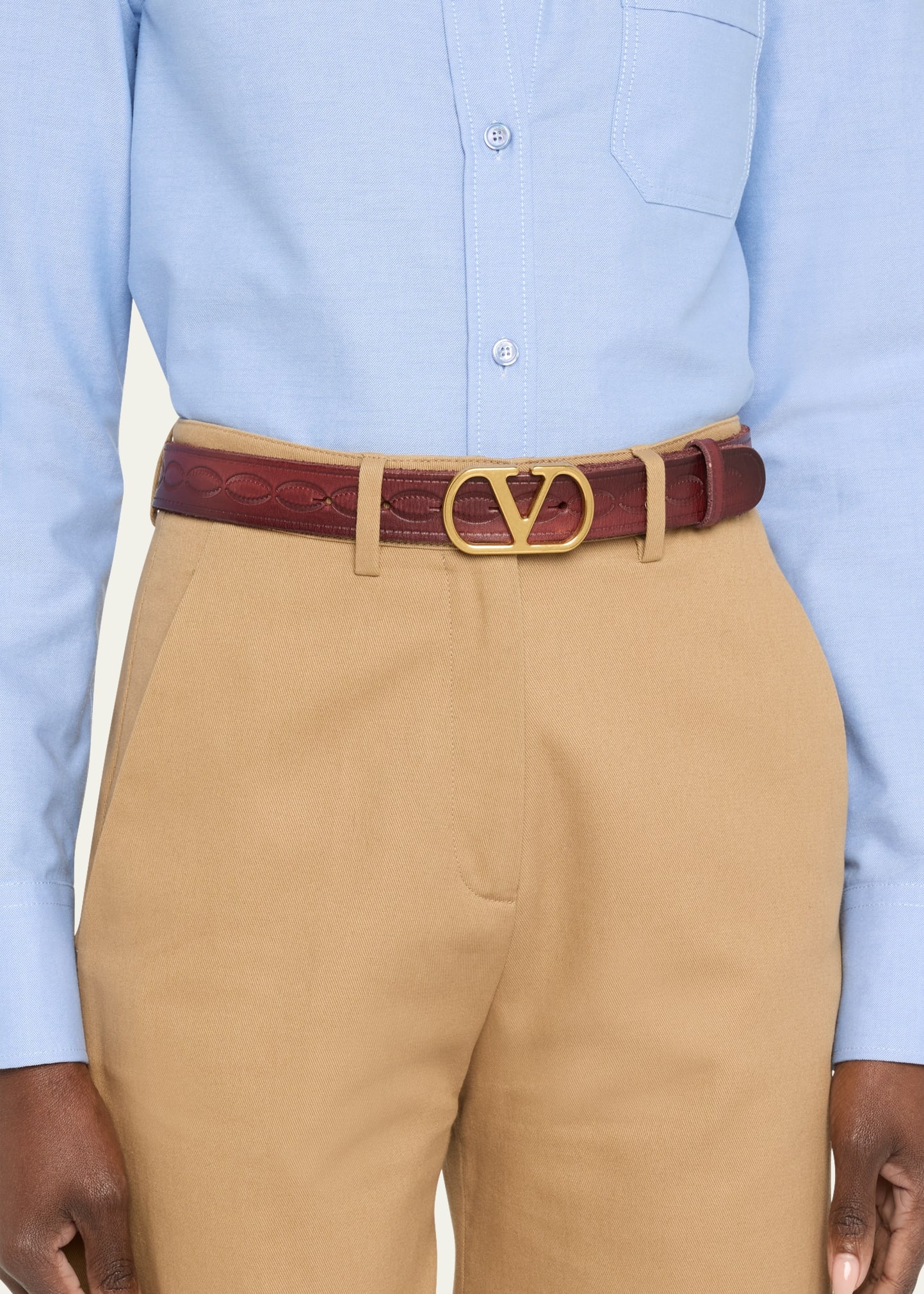 V-Logo Medium Leather Belt - 2