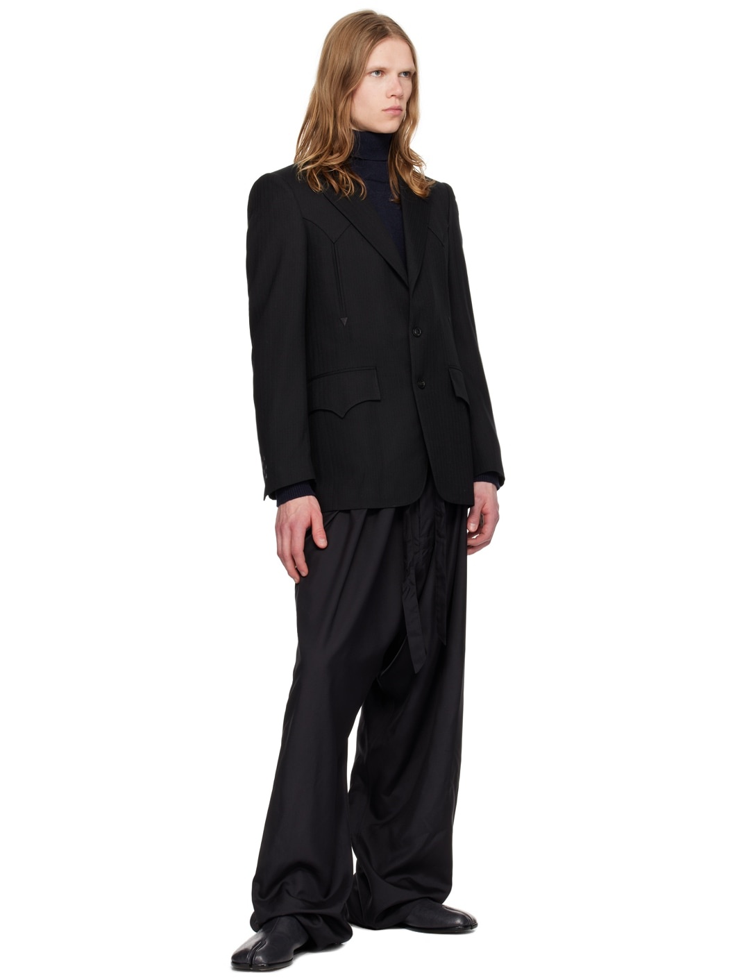 Maison Margiela Black Padded Shoulder Blazer outlook