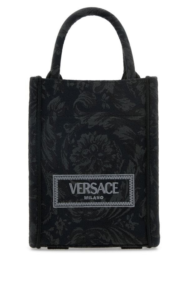 トートバッグ VERSACE Embroidered Fabric Mini Athena Handbag Barocco Athena Small Tote Bag Print | VERSACE US