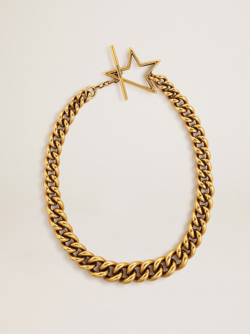 Necklace in antique gold decreasing chain with star-shaped clasp 1