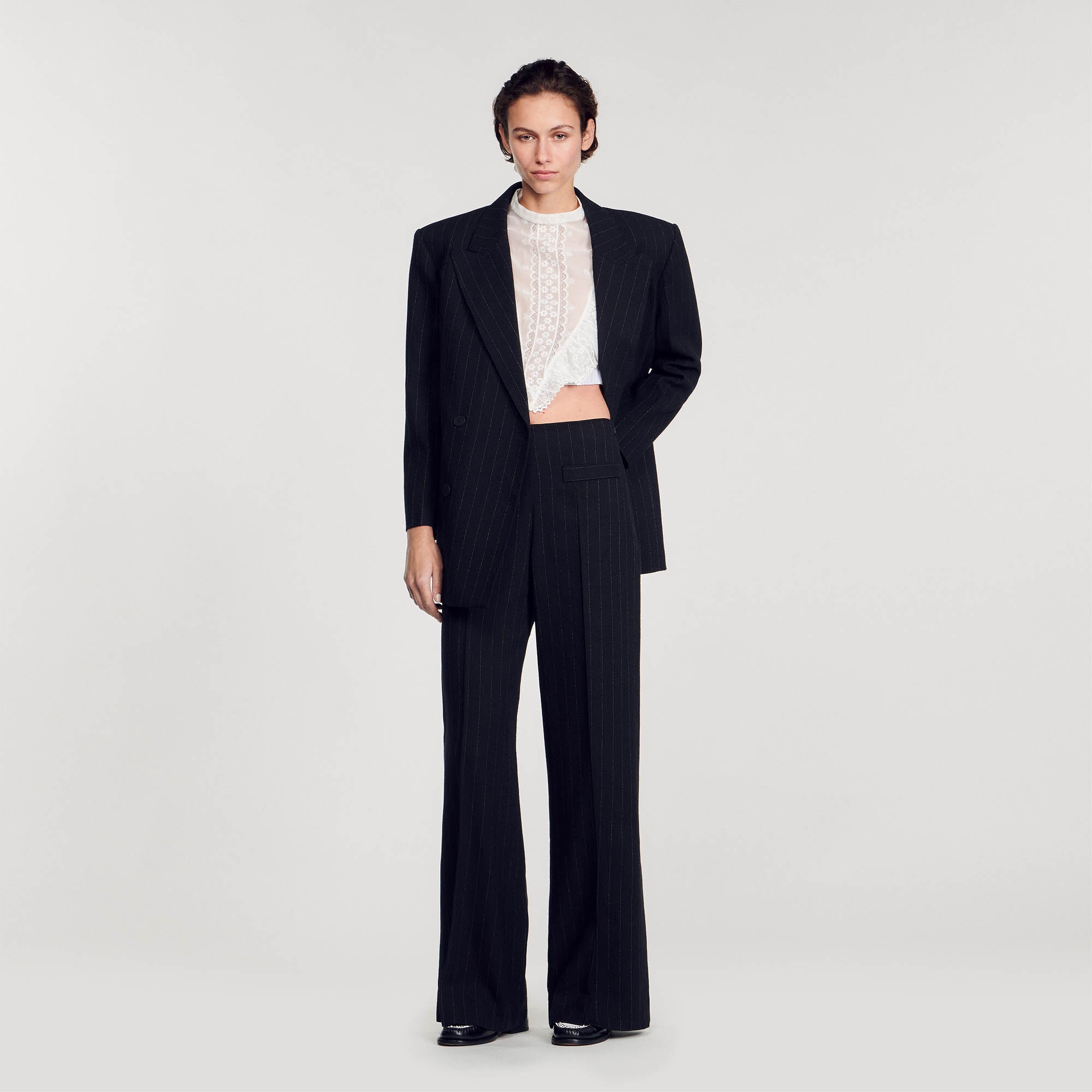 WIDE-LEG DOUBLE WAISTBAND TROUSERS - 7