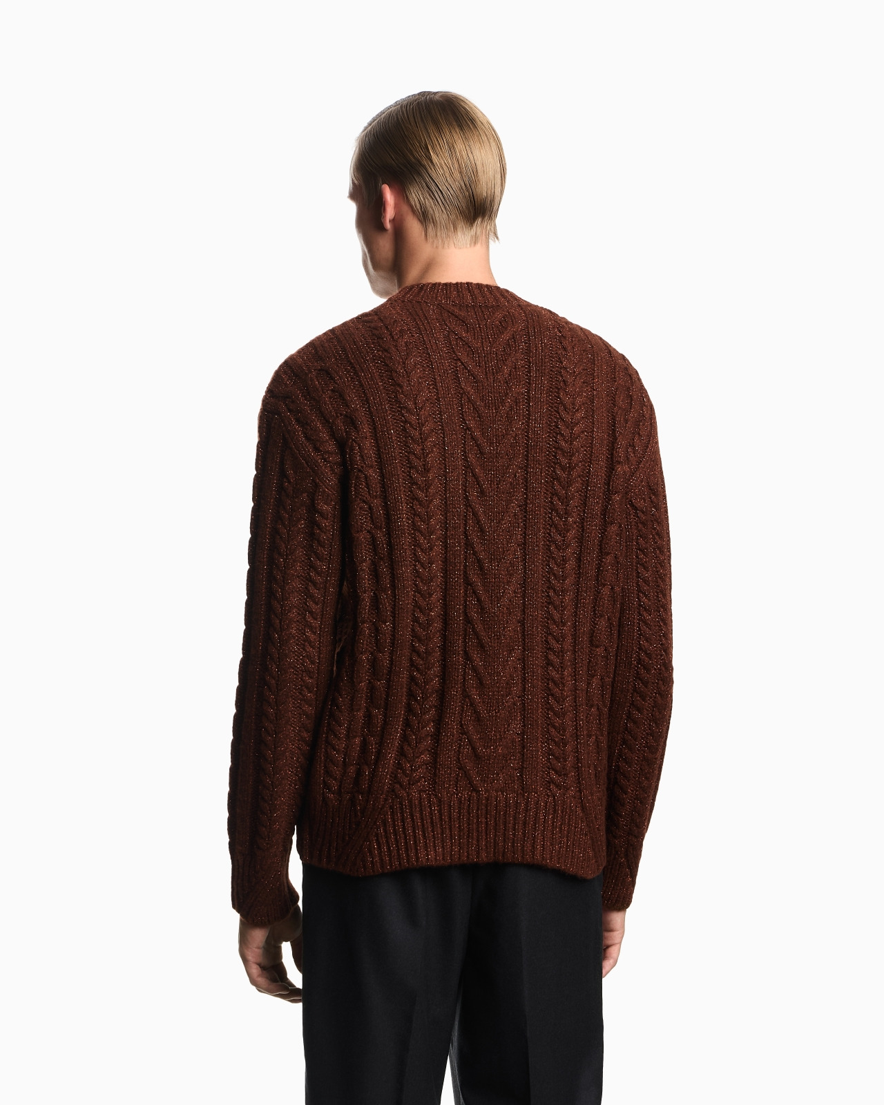 CABLE-KNIT JUMPER IN A WOOL AND LUREX BLEND - 3
