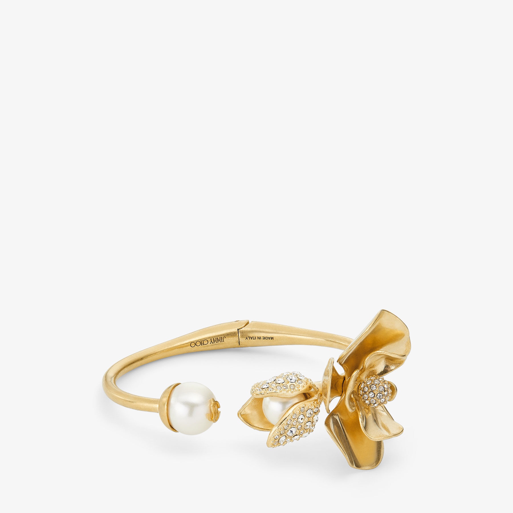 Petal Cuff
Gold-Finish Cuff Bracelet with Pearl and Crystal embellishment - 1