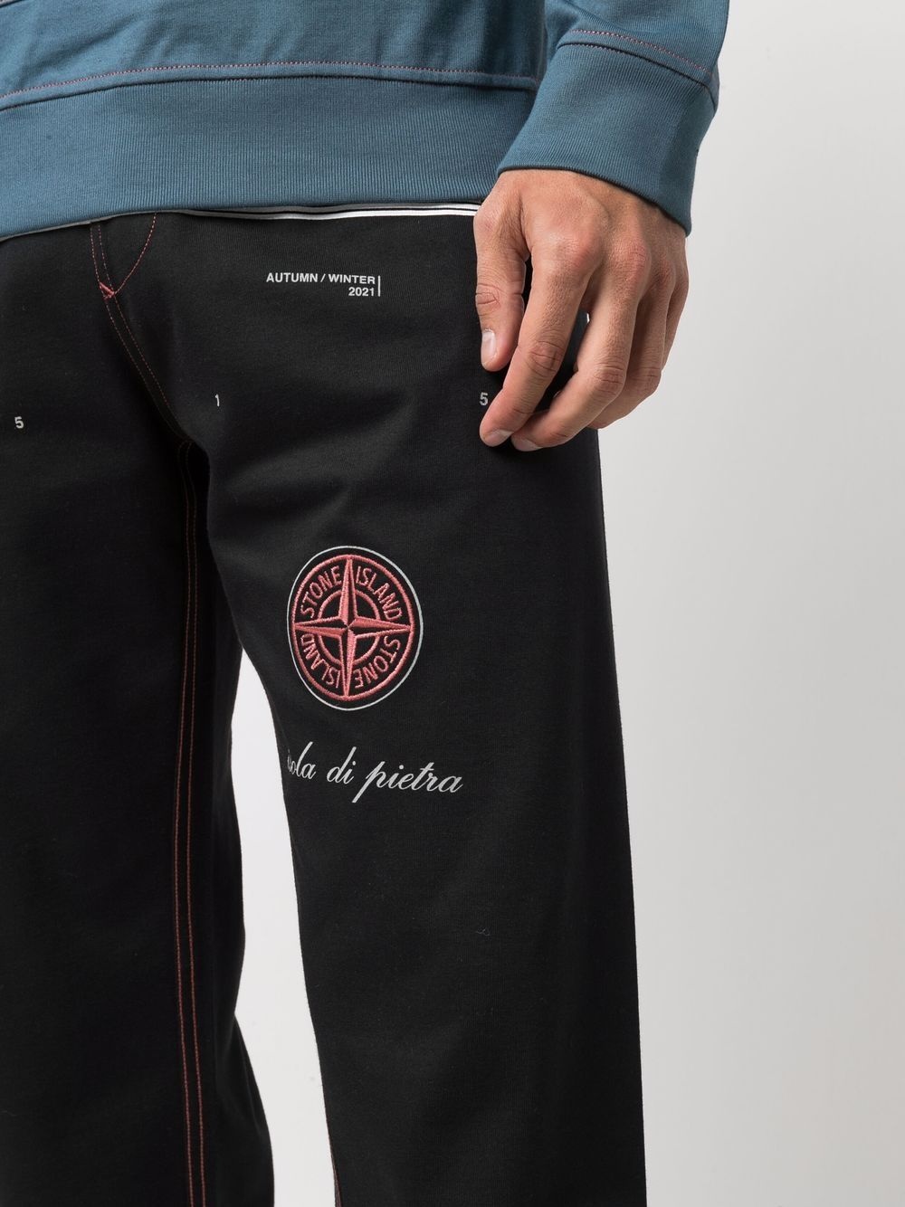 Compass motif slogan-print track pants - 5