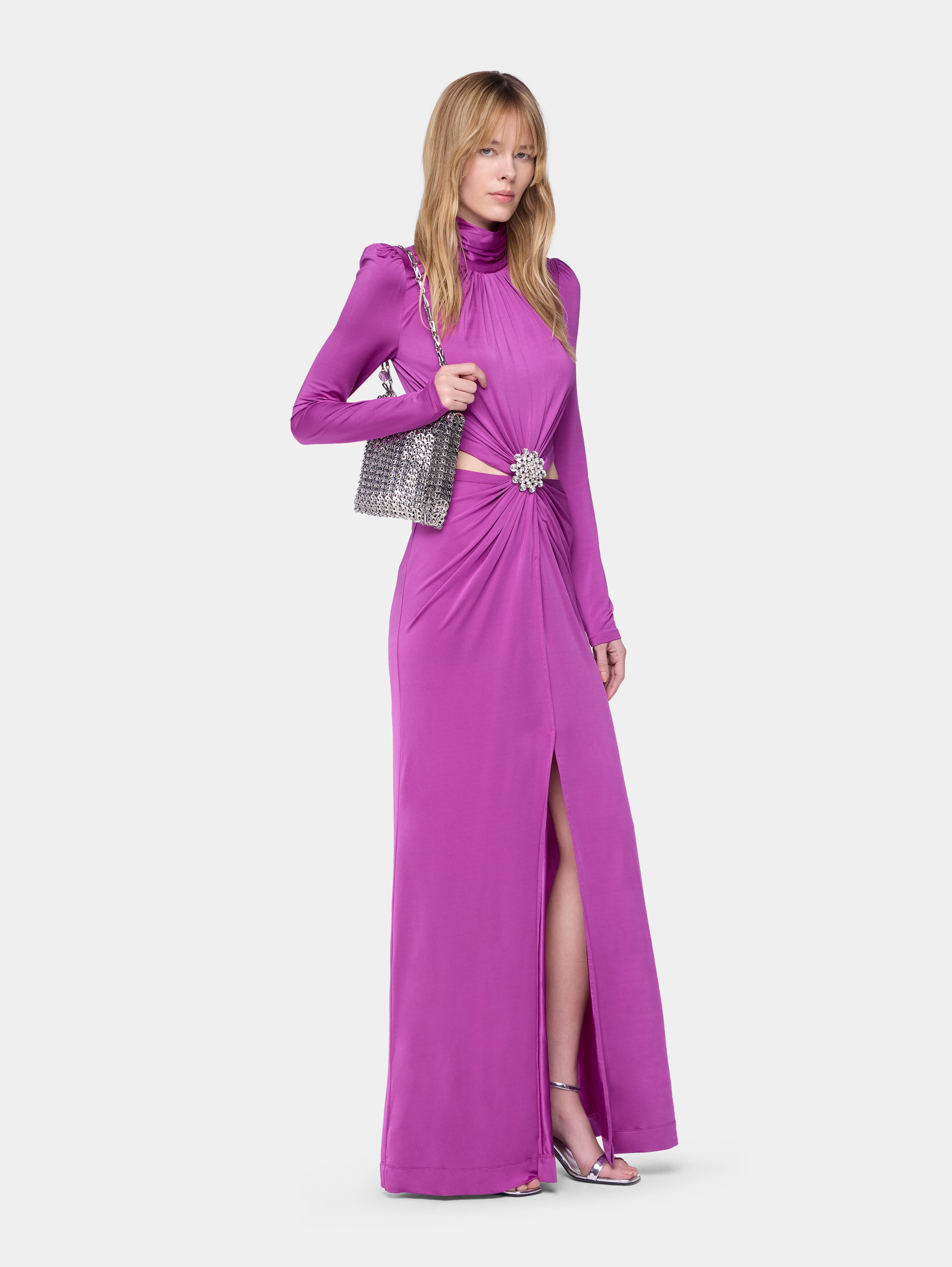 FUCHSIA LONG DRESS IN JERSEY - 3