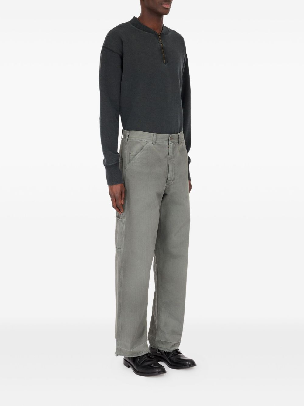 textured straight-leg jeans - 3