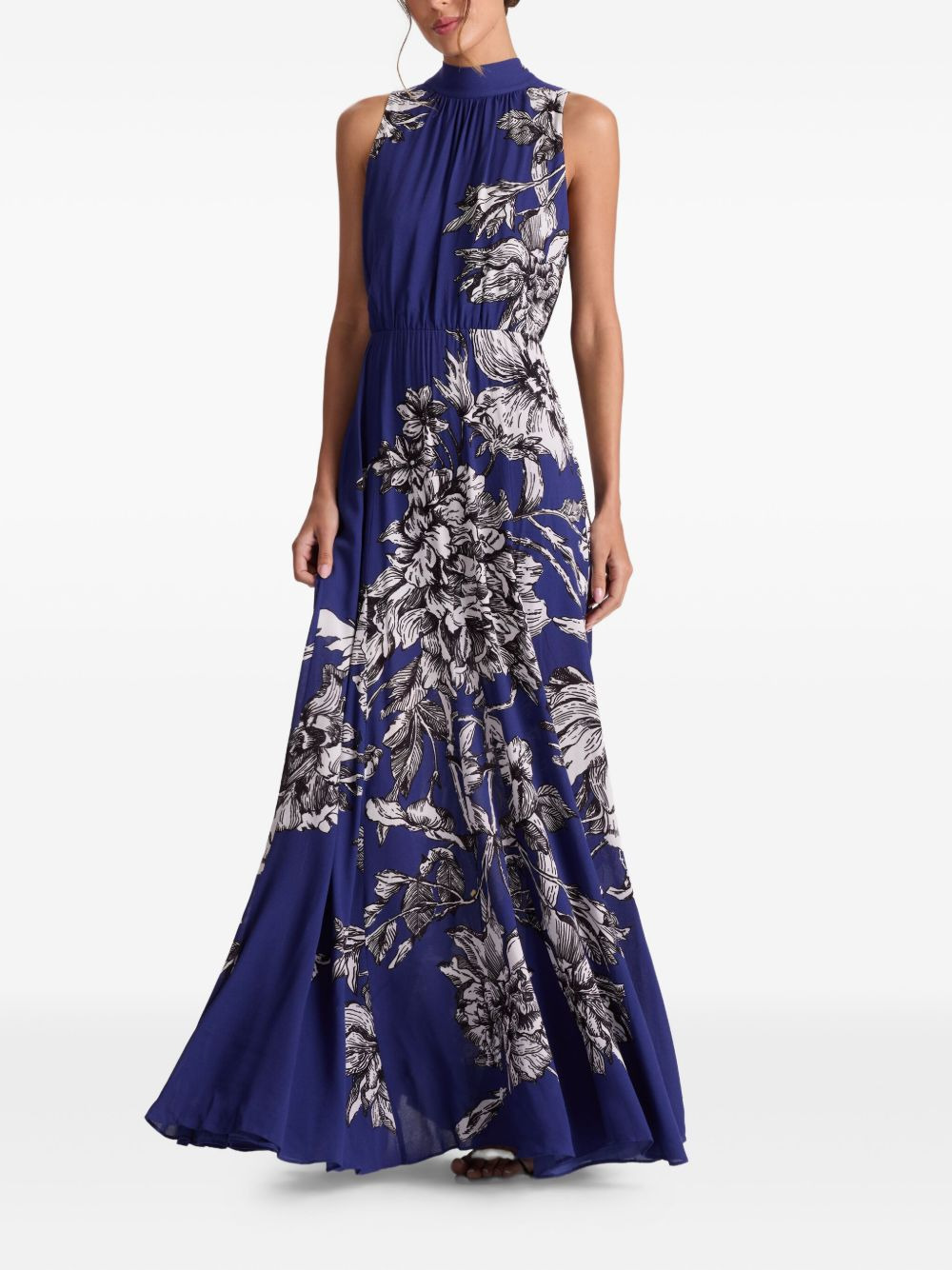 cowl-neck floral maxi day dress - 2