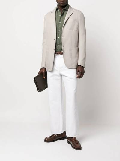 Canali cotton chevron-knit blazer outlook