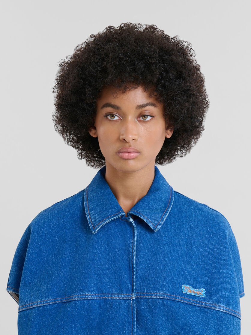 BLUE ORGANIC DENIM SHORT-SLEEVED JACKET WITH MARNI MENDING PATCH - 4