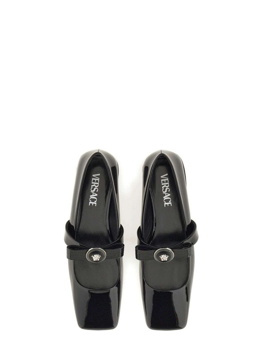 Versace Women Patent Leather Ballerina "Gianni Ribbon" - 2