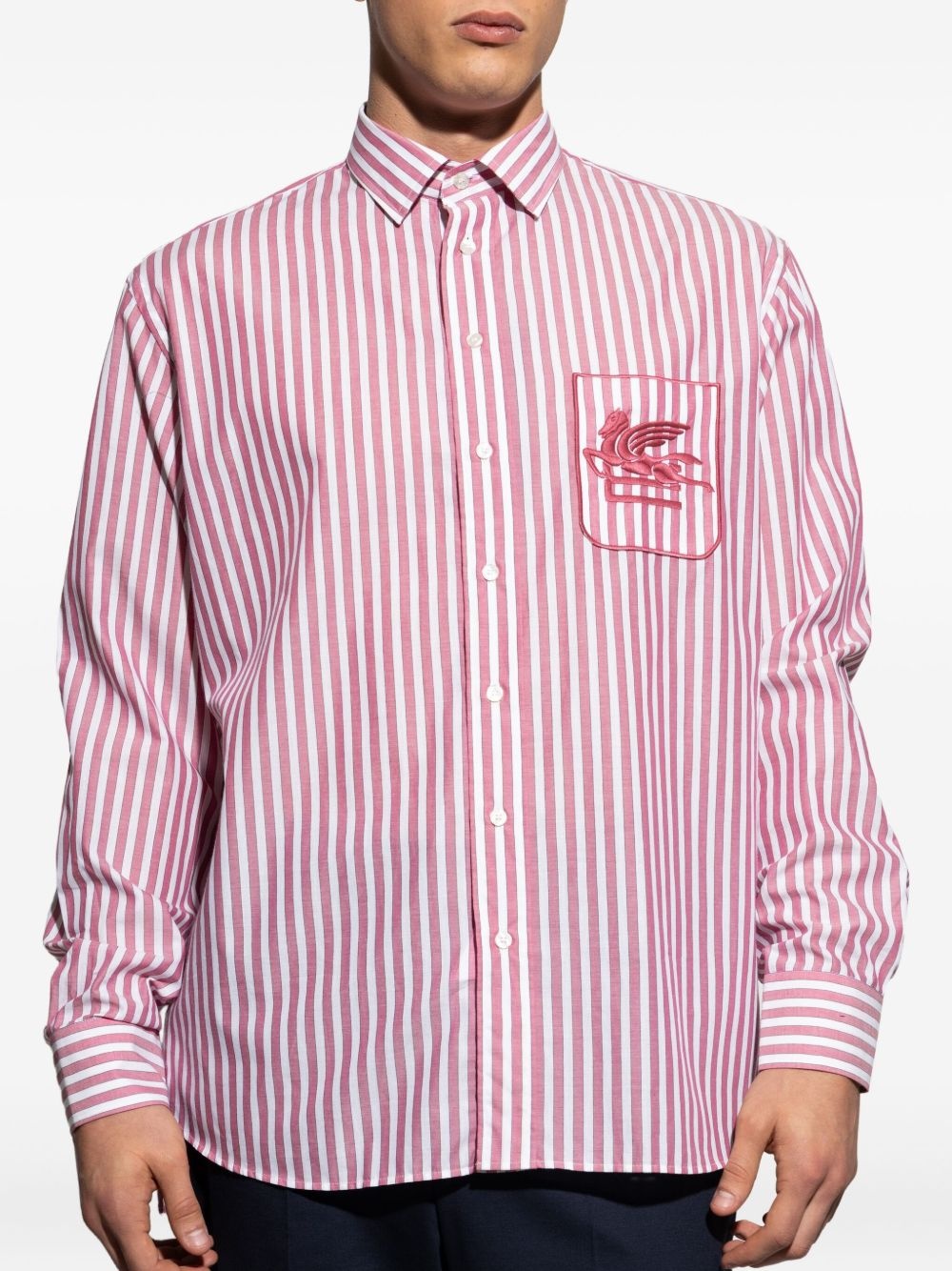 striped embroidered-logo shirt - 3