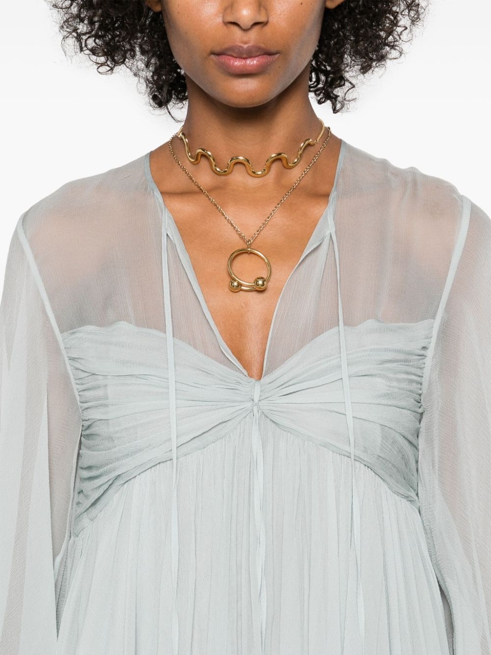 pleated silk mini dress - 5