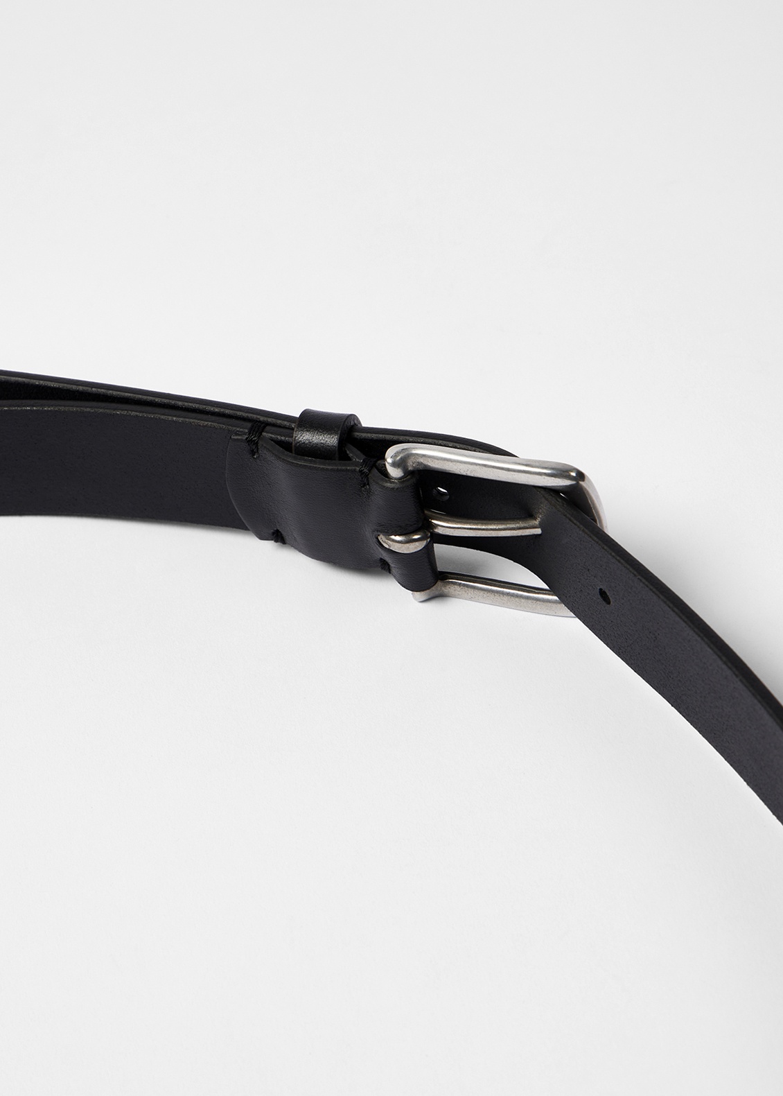Black Leather 'Contrast Floral' Embroidery Belt - 4