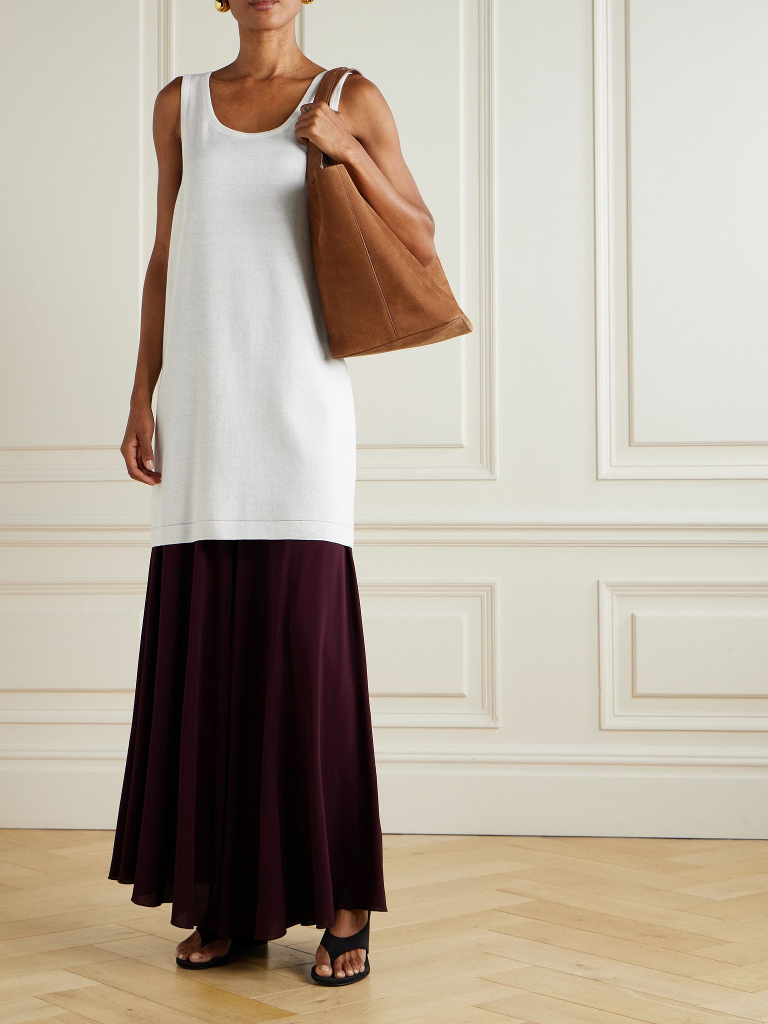 Strapless jersey jumpsuit Burgundy - 2